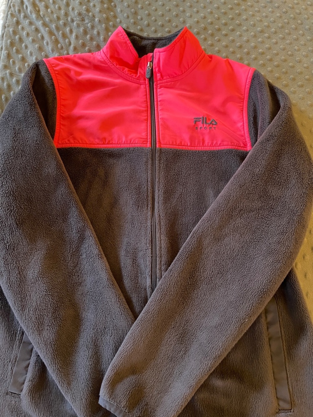 Fila Grey Fleece Jacket with Neon Pink Yoke